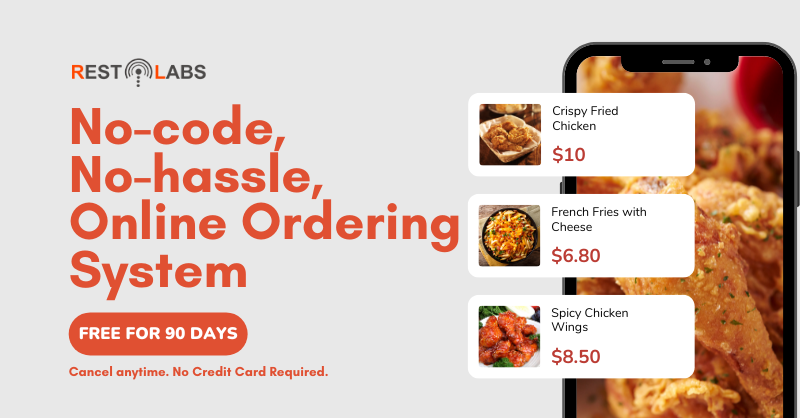 No-code online ordering system for restaurants