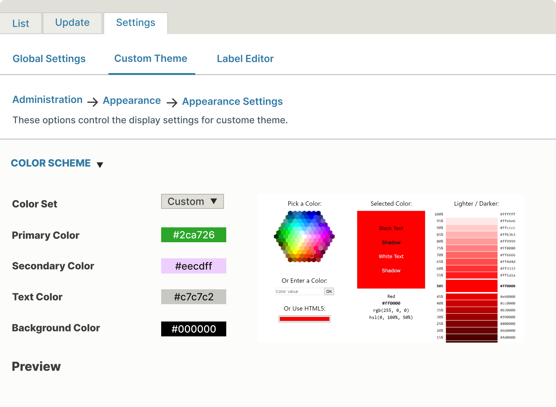 Label & Color Editor Feature